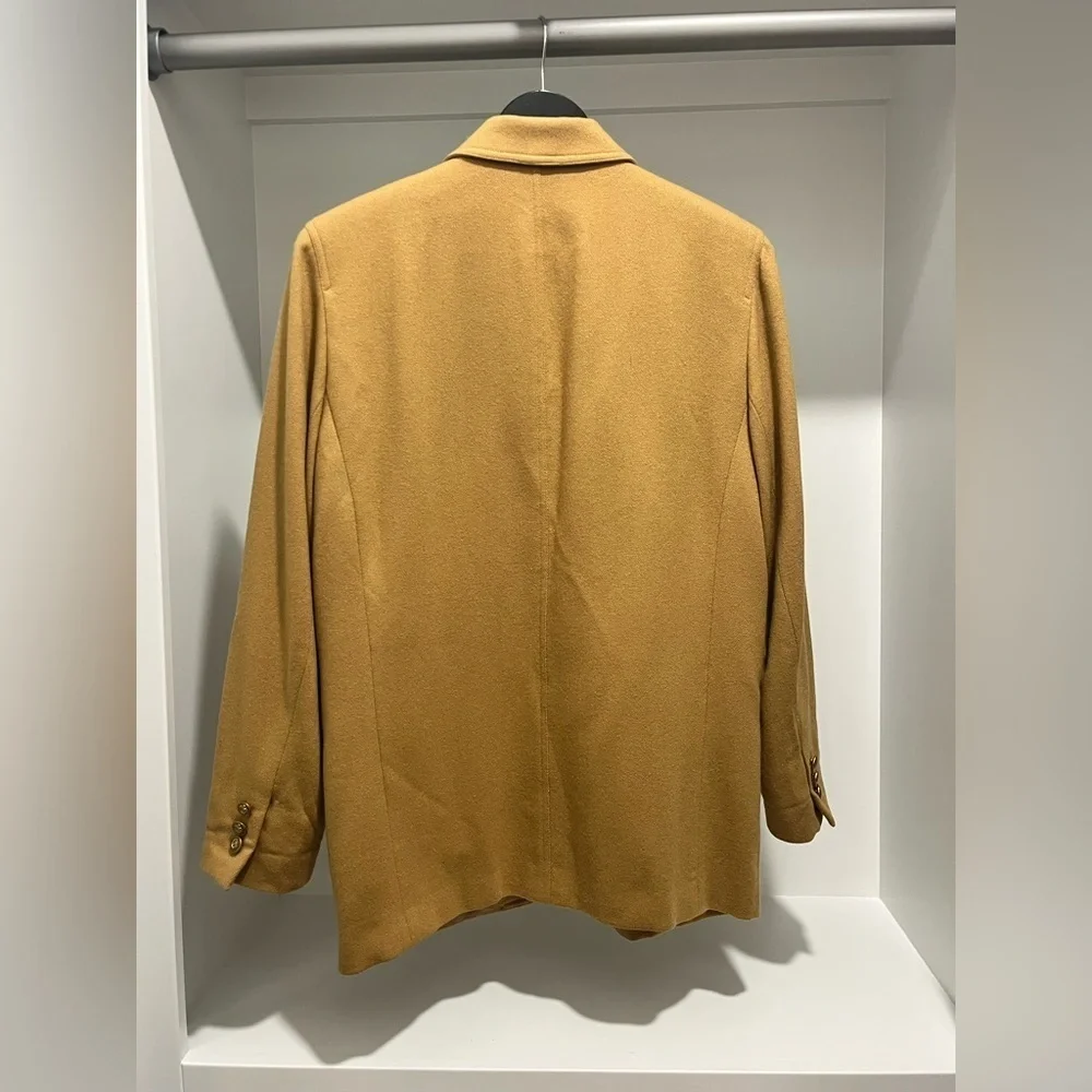 Vintage Lizsport Liz Claiborne Wool Camel Blazer one button classic 12 Petite